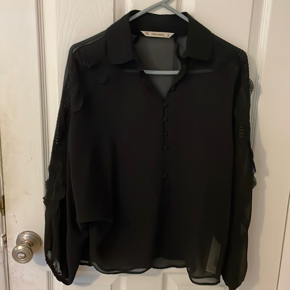 Zara Sheer Lace Blouse
